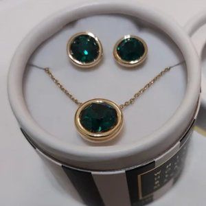 WHBM Emerald Earrings and Necklace Set